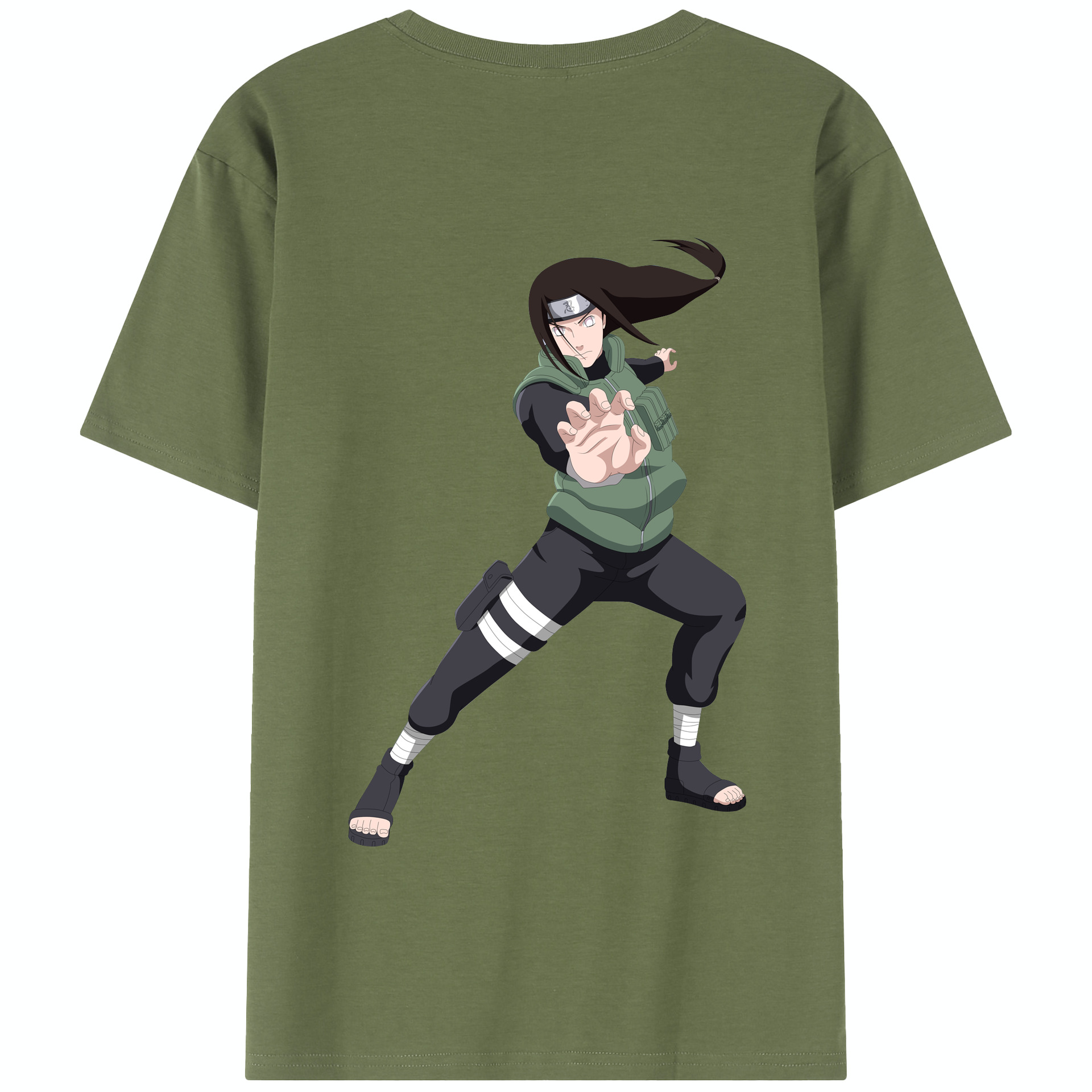 （画像用） NARUTO -ナルト- 日向ネジ Hyūga Neji 綿100％半袖Tシャツ（背面プリント）